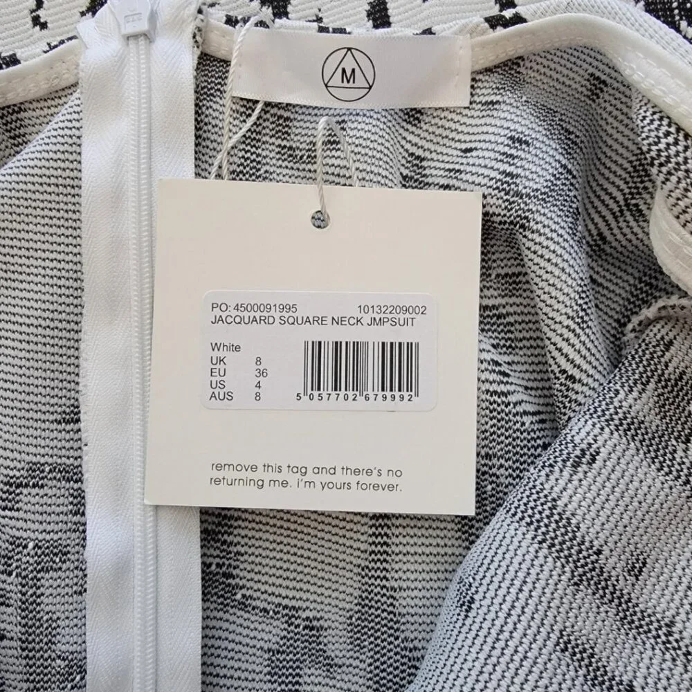 Misguided Black & White Marbled Print Square Neck Jumpsuit